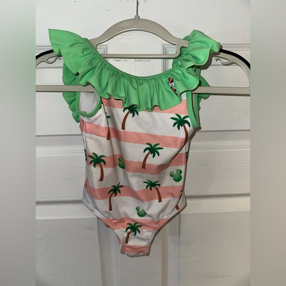 Green and Pink Ruffle Swimsuit